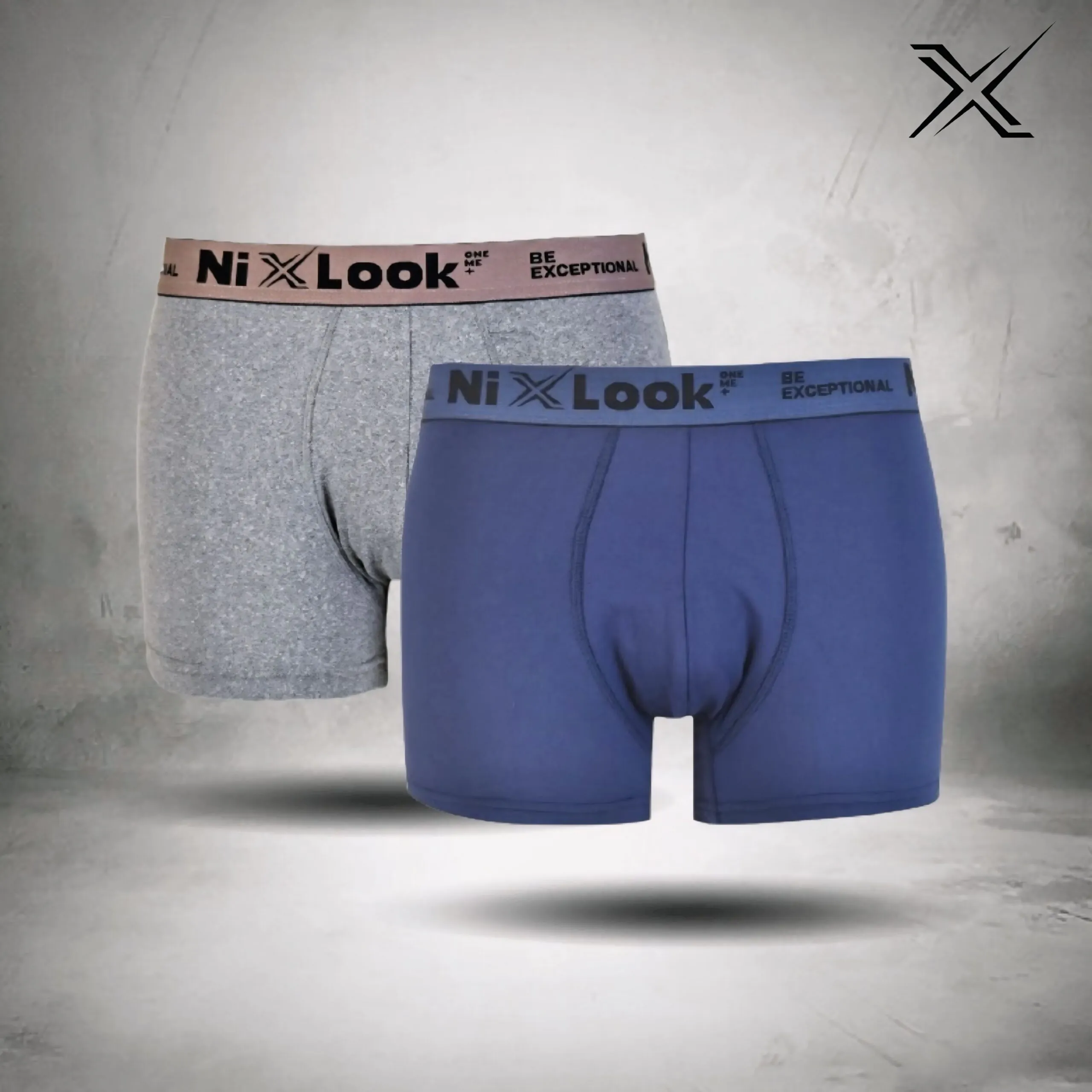 NixLook Mens Premium Boxer Brief Combo (Navy & Ash 2pc)