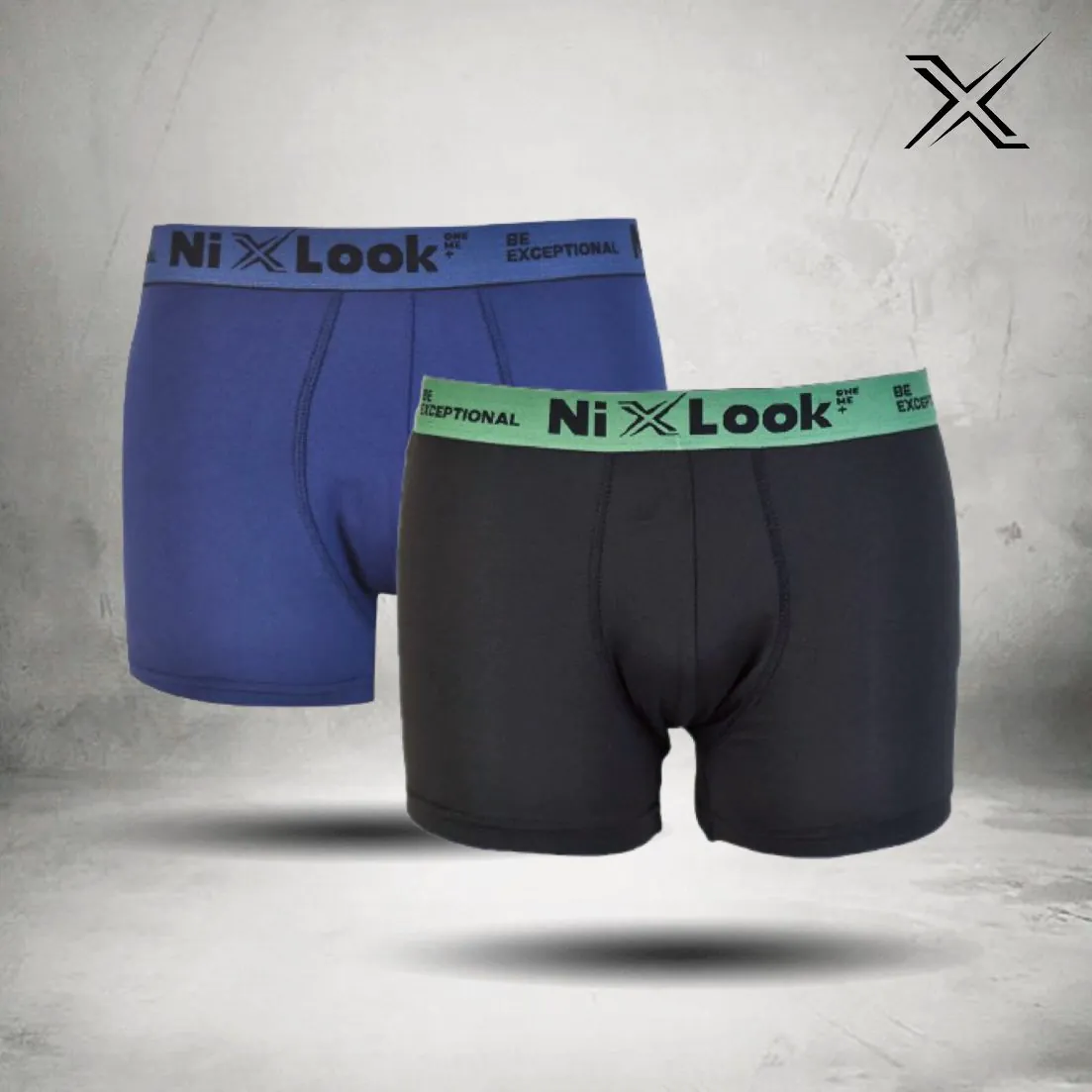 NixLook Mens Premium Boxer Brief Combo (Navy & Black 2pc)