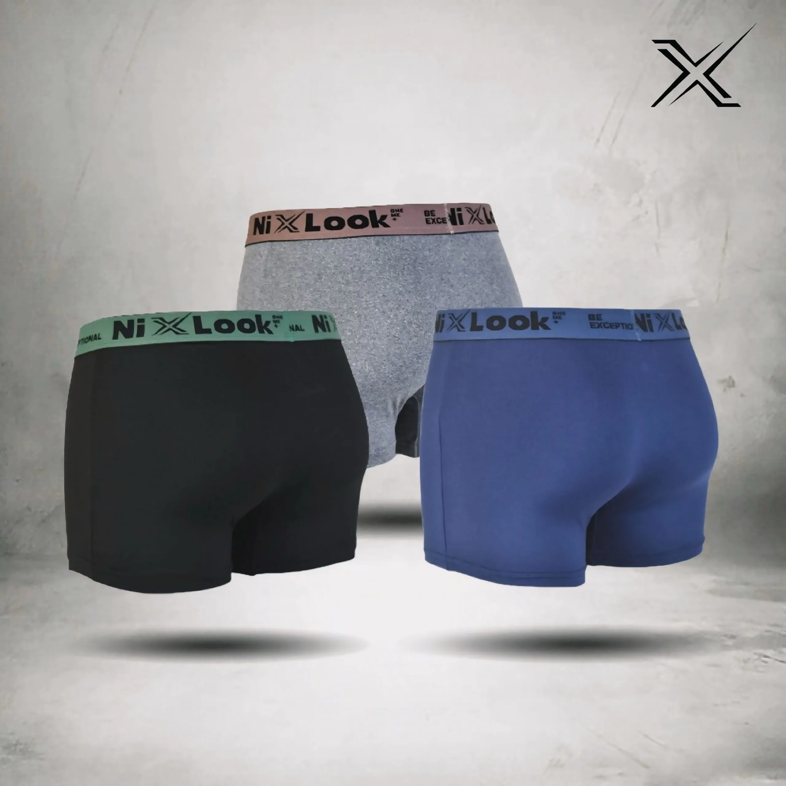 NixLook Mens Ultra Soft Boxer Brief Combo (Ash-Navy-Black 3pc) - Image 2