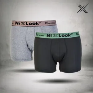 NixLook Mens Ultra soft Boxer Brief Combo (Ash & Black 2pc)